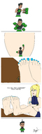 drawing giantess feet blonde color barefoot samus_aran massage shrunken_man teasing toenails arms_crossed blue_nails boxing_gloves punching little_mac upset micromike