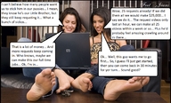 collage feet toes barefoot soles brunette smiling table shrunken_man cage sisters dialogue reading plotting incest