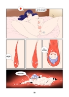breasts drawing nipples insertion nude pussy blushing manga comic color butt futanari penis barefoot bed anime red_eyes blue_hair brown_eyes story rei_ayanami lying_down navel neon_genesis_evangelion belly ankles misato_katsuragi scrotum technimind
