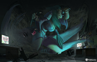 drawing giantess vore color long_hair destruction handheld mini_giantess dark inside_mouth vorefan computers