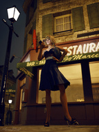 crush blonde high_heels blood dress foot_crush legs unaware shrunken_man stuck_to_foot sorenzer0 digital_render blind-date