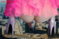 collage insertion city mega aroused butt cum destruction high_heels squatting pink_dress rhinestones giantess_lover45 ruffles