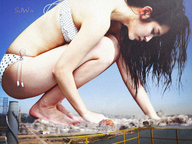 giantess crush collage city mega swimsuit destruction barefoot brunette looking_down crouching ssjw