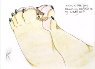 drawing feet furry color tongue claws foot_worship trapped_between_feet joxi