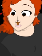 drawing gentle color long_hair brown_eyes red_hair kissing heart between_lips orange_hair