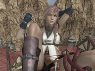 giantess city final_fantasy sitting wave mountains looking_at_viewer digital_render hand_behind_head