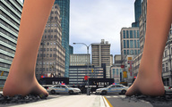 giantess city barefoot buildings police foot_print giantess_feet sorenzer0 digital_render