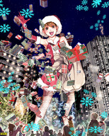 drawing giantess city anime christmas skyscraper streets crowds