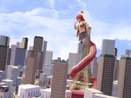 giantess city red_hair tower snake_girl digital_render monster_musume miia project-fumika