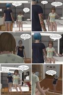 growth giantess comic barefoot blue_hair brunette indoors digital_render life_is_strange tpl8