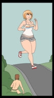 drawing giantess small_man color legs sneakers sky road screeeow jogging