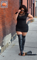 collage brunette domination boots bbw shrunken_man sunglasses pinned under_foot squeezemeflat sidewalk looking_at_tiny