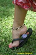 collage feet in_shoe shrunken_man grass heel outdoors under_foot pedicure flip_flops ankle_bracelet imminent_crush georgedean