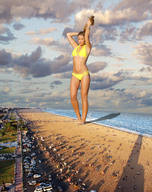 giantess collage blonde long_hair swimsuit beach barefoot ocean wonderslug sand clouds sky ankle_bracelet imminent_crush beach_goers amy_willerton