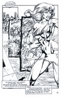 breasts drawing growth giantess nude mega comic monochrome long_hair rampage cleavage angry story muscles onlookers garganta ripped_clothing formula rampaging