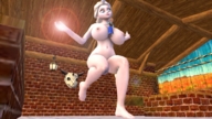 breasts nipples gentle giantess white_hair nude blue_eyes barefoot buildings huge_breasts red_hair dress navel barn magic frozen braid anna skull digital_render elsa between_breasts