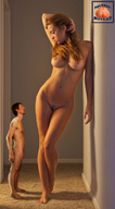 breasts collage nude small_man size_difference squeezemeflat looking_at_tiny