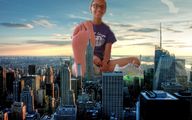 collage city mega barefoot buildings soles glasses unknown_artist sitting skyscraper sky looking_at_viewer