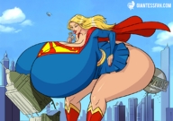 drawing giantess city mega blonde comic color tongue butt destruction licking handheld cleavage buildings helicopter huge_breasts supergirl metropolis costume cape giantessfan dc_comics daily_planet