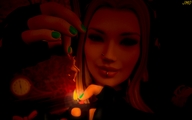 finger hand shrunken_woman cruel dangle between_fingers manicure looking_at_tiny digital_render jamesmason0 flame the-fire-is-so-delightful