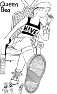 drawing giantess monochrome shoes sitting unaware cartoon sneakers hive