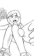 drawing giantess crush monochrome grabbing point_of_view