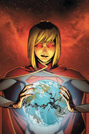 drawing giantess earth blonde space comic color destruction planet red_eyes supergirl cruel hand_crush cape dc_comics cosmic_giantess