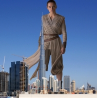 breasts giantess collage city mega star_wars burj_khalifa construction looking_at_viewer belt cmwaters daisy_ridley rey_(star_wars)
