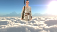 breasts giantess collage giga clothed airplane star_wars mountains clouds staff belt daisy_ridley rey_(star_wars)