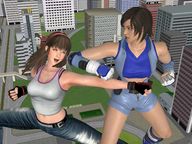 city multiple_giantesses fighting giantesses digital_render