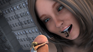 giantess nude vore city blonde giant penis brunette looking_at_victims gadget91 on_penis digital_render