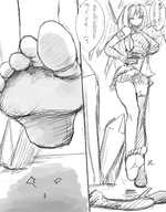 drawing giantess crush feet manga monochrome toes barefoot soles sketch