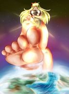 drawing giantess space color planet barefoot soles sailor_moon foot_crush sailor_venus point_of_view stars source_needed cosmic_giantess minako_aino