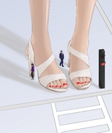 drawing giantess feet mega color toes high_heels walking standing streets nail_polish waiting cross_light cross_walk