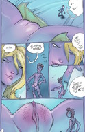 pussy blonde comic mamabliss clit penis cleavage bed story legs shrunken_man looking_down naked_man towel bedroom pushing