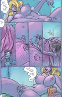 breasts nipples gentle pussy blonde comic mamabliss aroused butt clit cum penis sex cleavage bed story navel shrunken_man looking_down naked_man towel bedroom stubble