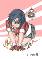 drawing giantess black_hair color blue_eyes short_hair santa chase lucky_b