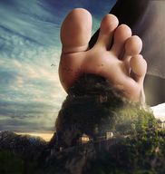 giantess crush collage feet mega destruction barefoot jeans mountains smoke clouds sky trees