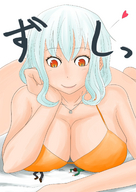 breasts giantess white_hair breast_crush shrunken_men