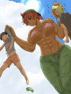 breasts giantess shrunken_men muscles six_pack