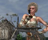 gentle giantess blonde clothed handheld jungle shrunken_man hut