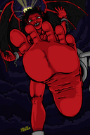 drawing barefoot soles moon demoness looking_down night yellowfeather point_of_view looking_at_viewer raised_foot perspective imminent_crush devil-girl-stomps