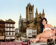 breasts giantess collage nude pussy panties city black_hair long_hair butt barefoot top looking_at_viewer lisa_ann giantessbuster209 historical