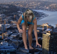 giantess collage city barefoot seattle bending_over reaching canadian_giantess adrianna adrianna_daniels
