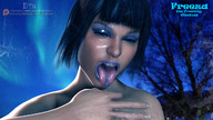 giantess tongue mouth licking handheld short_hair shrunken_person outdoors makeup emi digital_render freeza freezing_giantess