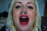 collage blonde mouth shrunken_men shrunken_woman cage imminent_vore marcrtr looking_at_tiny
