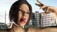 vore tongue mouth finger brunette hand dangle manicure licking_lips looking_at_tiny emi digital_render