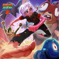 breasts drawing giantess white_hair feet mega color blue_eyes toes barefoot soles susan ginormica short_hair cartoon poster fist monsters_vs_aliens ripped_clothing jumpsuit on_shoulder scamwich susan_murphy dreamworks blob doctor_cockroach b.o.b. missing_link insectosaurus