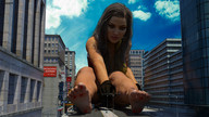 giantess crush feet city toes barefoot buildings soles blood brunette gloves streets sky stuck looking_at_tiny digital_render gg82