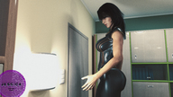 breasts jessica black_hair butt clothed amazon standing digital_render light leather_outfit fater